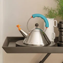 Alessi Juoma- Ja Baaritarvikkeet|Tarjoilu*9093 viheltävä vesipannu teräs/sininen 1L