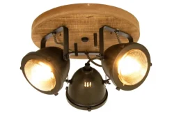 Sisustusvalaisimet*Aneta Lighting kattospotti Alaska 3-os. antiikkipuu/raudanharmaa