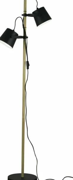 Sisustusvalaisimet*Aneta Lighting lattiavalaisin Espresso 2-os. mattamusta/puu