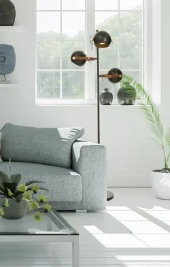 Sisustusvalaisimet*Aneta Lighting lattiavalaisin Bow 3-os. musta