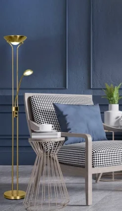 Sisustusvalaisimet*Aneta Lighting lattiavalaisin Nice LED uplight antiikki