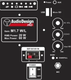 AudioDesignPRO Äänentoisto*kannettava akkukäyttöinen aktiivikaiutin&mikki /USB/BT/SD