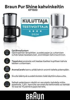 Braun Kahvi Ja Kuumat Juomat*kahvinkeitin PurShine KF1500 valkoinen