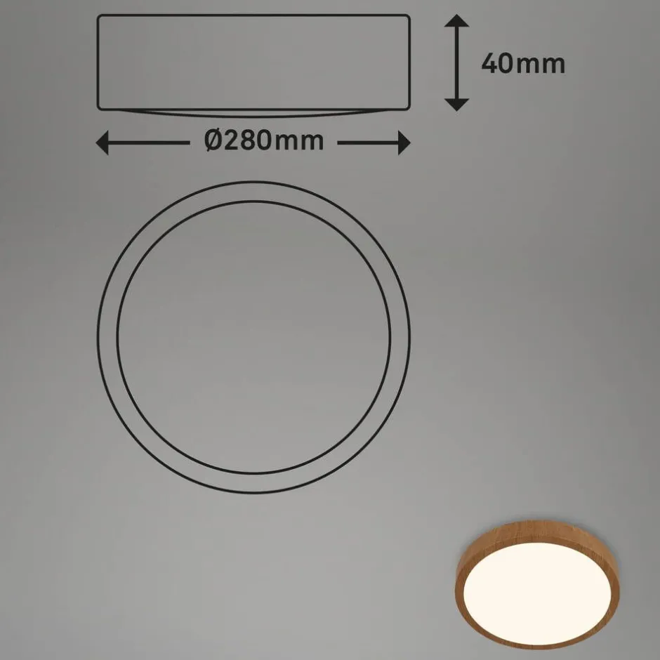 Briloner Sisustusvalaisimet*Runa LED-plafondi Ø 28 cm puu