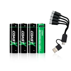Coast Paristot|Lamput Ja Valaisintarvikkeet*paristo AA USB-C 1.5V 4 kpl sis. latauskaapelin