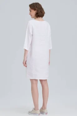 Create Vapaa-Ajan Mekot*pellavamekko 451482 White / Valkoinen