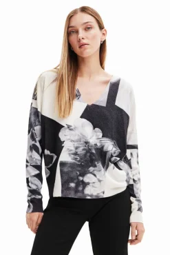 Desigual Neulepuserot*neule 23WWJF39 1001 Luonnonvalkoinen / Harmaa