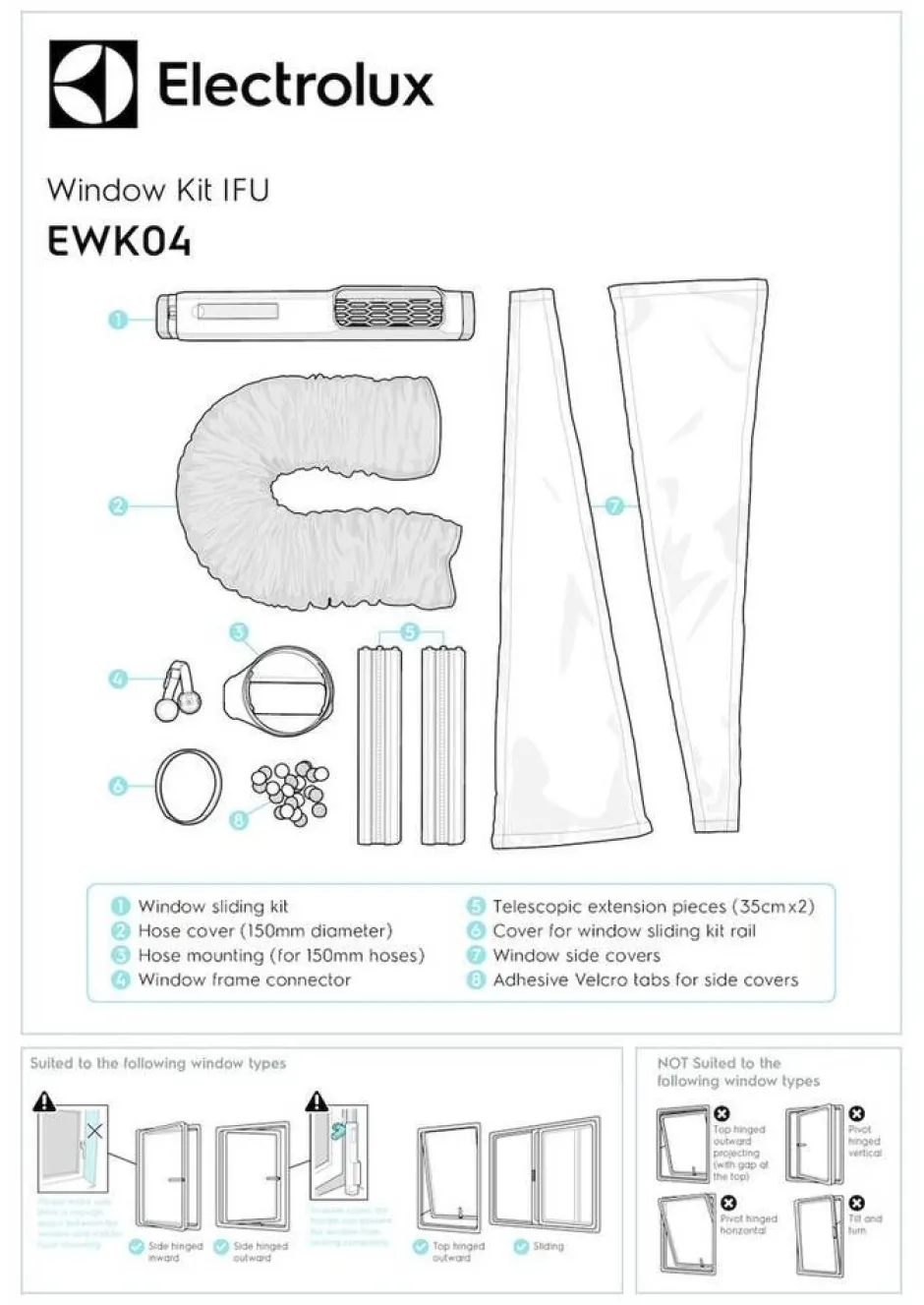 Electrolux Ilmastointi*Ilmastointilaitteen ikkunasarja EWK04