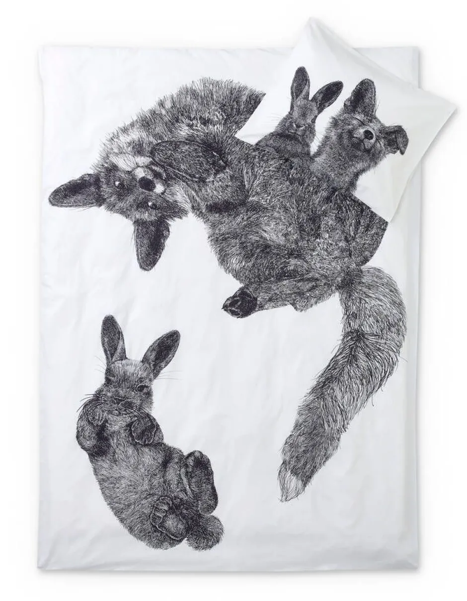 Finlayson Vuodetekstiilit*pussilakanasetti Villipedot 150x210 cm musta/valkoinen