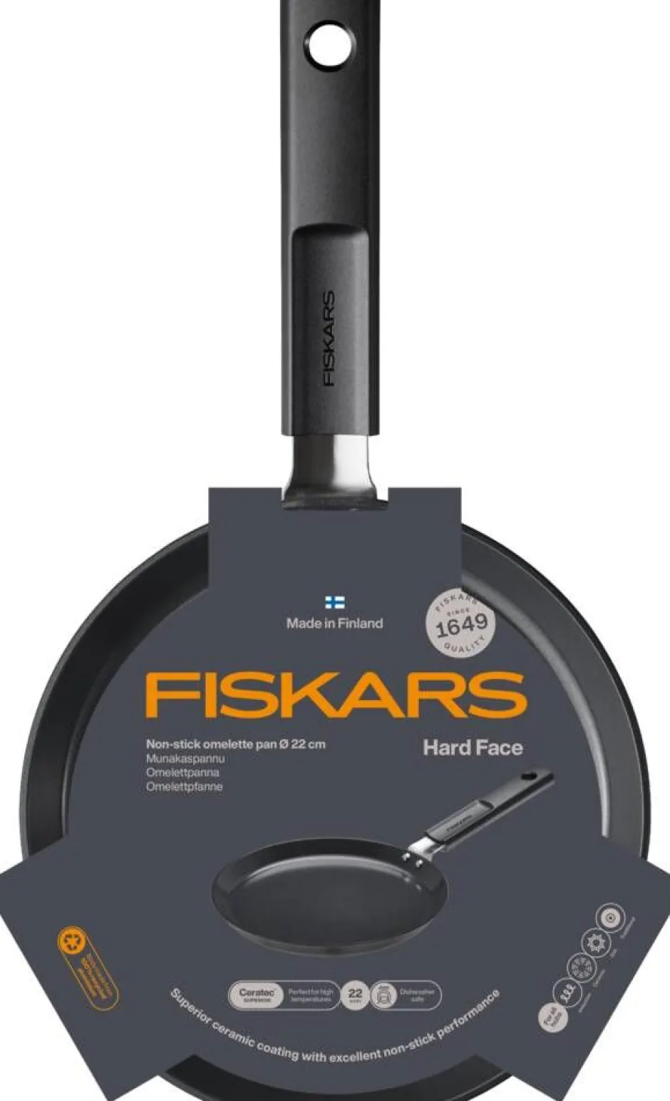 Fiskars Paistoastiat*Hard Face ohukais- /omelettipannu 22 cm