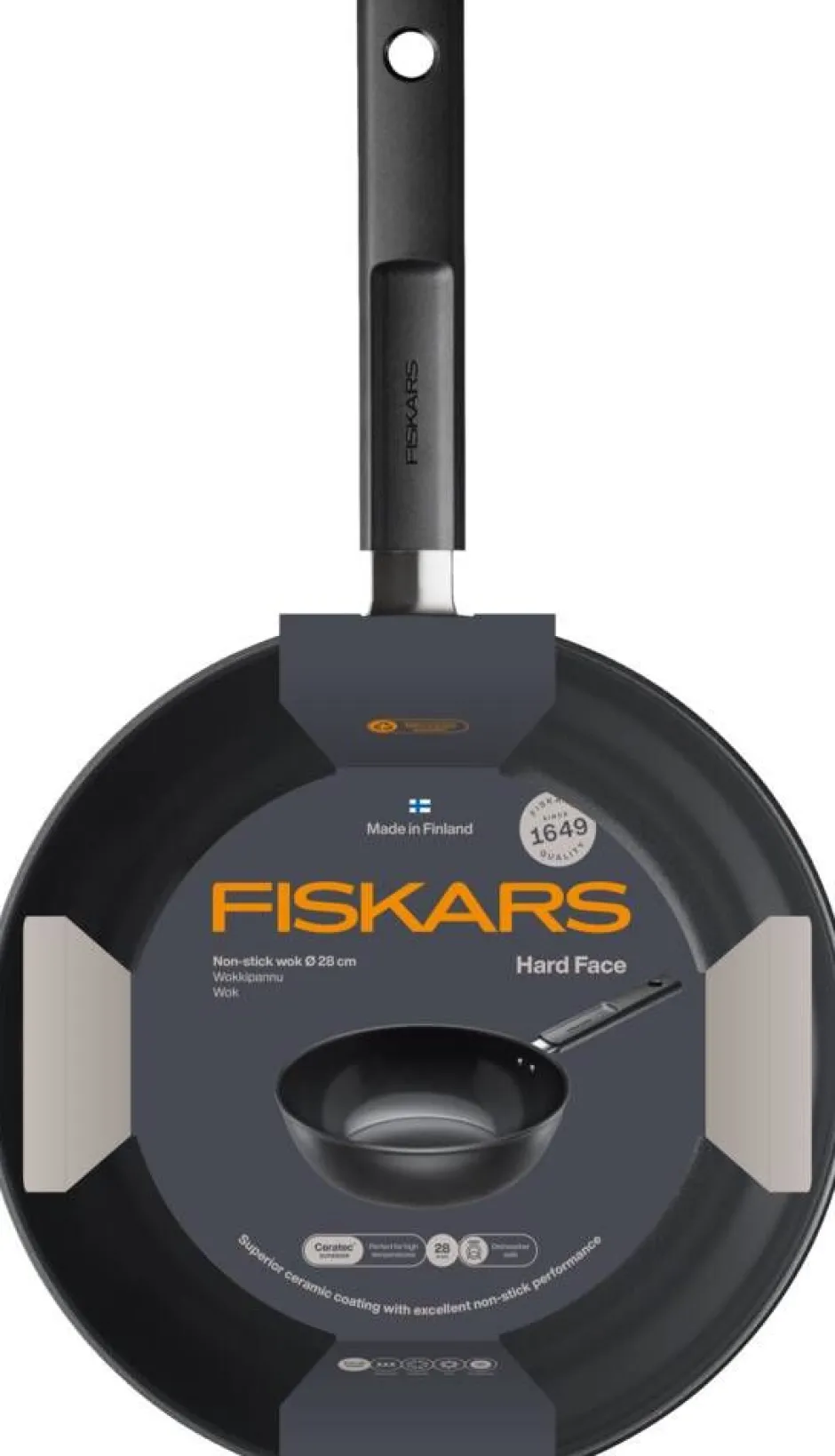 Fiskars Paistoastiat*Hard Face wokkipannu 28 cm / 4, 5 l