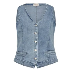 Freequent Liivit*farkkuliivi FqHalsay-waistcoat Light Blue Denim