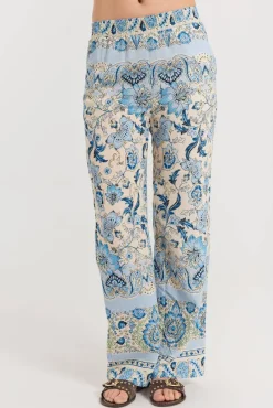 Freequent Housut*housut FqLisa-pants Aqua Splash w Deep Ultramarine