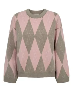 Freequent Neulepuserot*neule FqSora-pullover Desert Taupe mlg w. Pale Mauve