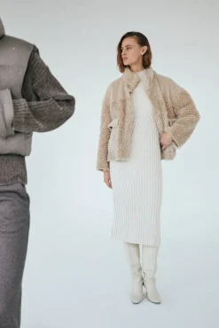 Freequent Vapaa-Ajan Mekot*neulemekko FqSaturn-dress Moonbeam / Vaalea beige