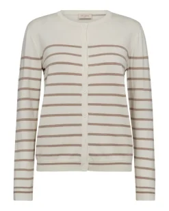 Freequent Neuletakit*neuletakki FqPixie-cardigan Offwhite w. Simply Taupe