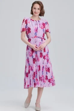 Glitz Lyhyet Juhlamekot*mekko 1270 Lilac flowers / Lila