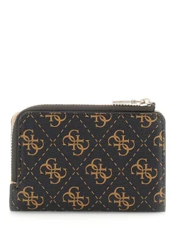 Guess Lompakot*lompakko Bnl Laurel Slg Zip Around Card Case Bnl Brown logo