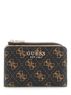 Guess Lompakot*lompakko Bnl Laurel Slg Zip Around Card Case Bnl Brown logo