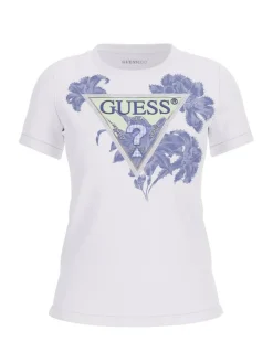Guess Trikoopaidat Ja Colleget*t-paita Flower triangle G011 Pure White