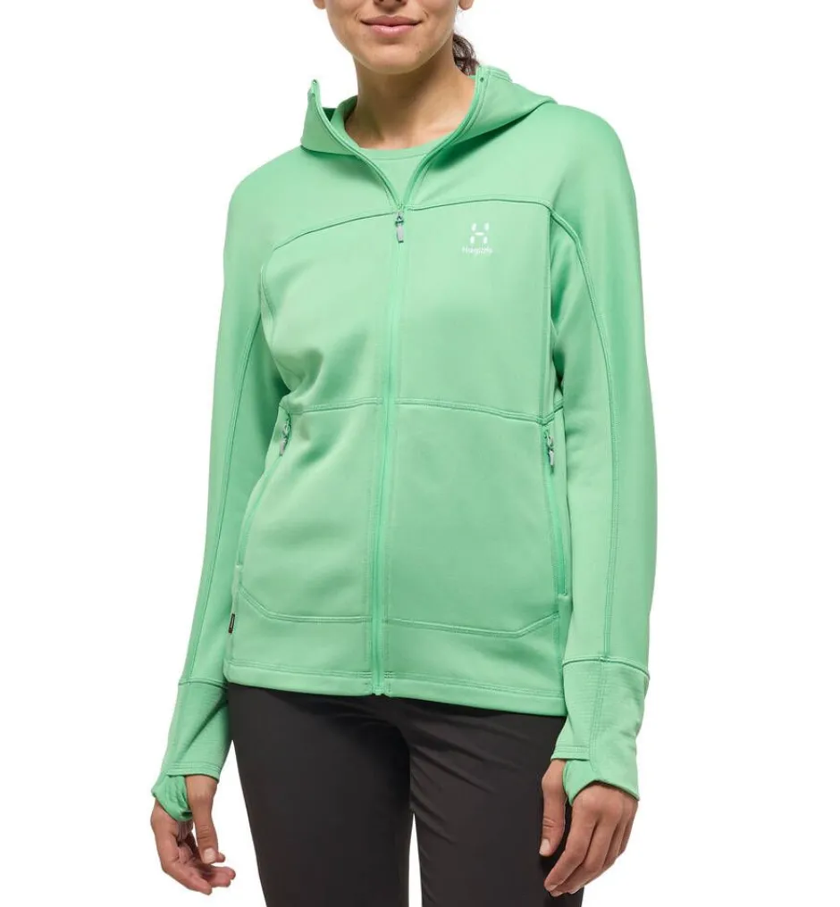 Haglu00f6fs Fleecet, Colleget Ja Hupparit*Haglöfs fleece Betula Hood Women 605062 5LL Mint Stone