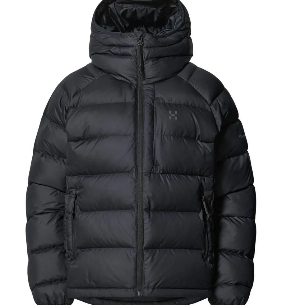 Haglu00f6fs Takit|Talvitakit*Haglöfs takki Rosson Down Hood W 2C5 TRUE BLACK