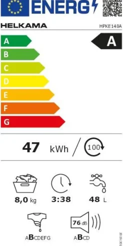 Helkama Pyykinpesu*pesukone HPKE148A 8 kg valkoinen