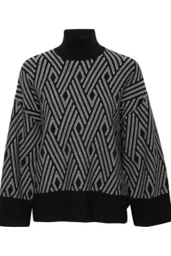 InWear Neulepuserot*neule GitteIW Jacquard pullover Black /White 300027