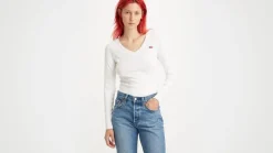 Levi's Trikoopaidat Ja Colleget*t-paita A4891-0001 LS VNeck Baby Tee 0001 white
