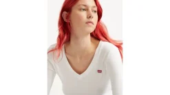 Levi's Trikoopaidat Ja Colleget*t-paita A4891-0001 LS VNeck Baby Tee 0001 white