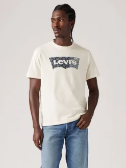 Levi's T-Paidat*t-paita Graphic Crewneck Tee 1811 Batwing Bandana Fill Three Egret