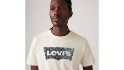 Levi's T-Paidat*t-paita Graphic Crewneck Tee 1811 Batwing Bandana Fill Three Egret