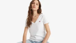 Levi's Trikoopaidat Ja Colleget*t-paita Perfect V-neck 0002 White