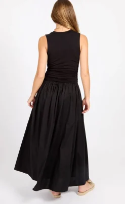 Little Mistress Vapaa-Ajan Mekot*mekko Black Cotton Maxi Musta