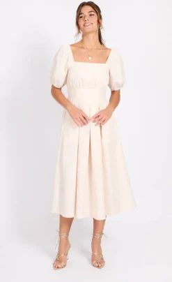 Little Mistress Lyhyet Juhlamekot*mekko Cream Leaf Midaxi KERMA