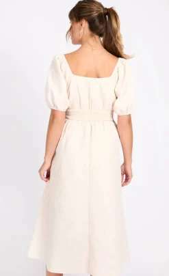 Little Mistress Lyhyet Juhlamekot*mekko Cream Leaf Midaxi KERMA