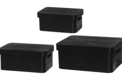 4Living Säilytyskorit Ja Laatikot|Ruoansäilytys Ja Järjestys*puulaatikko kannella 30x21x13 cm musta