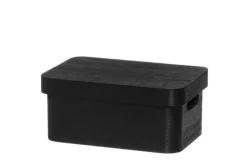 4Living Säilytyskorit Ja Laatikot|Ruoansäilytys Ja Järjestys*puulaatikko kannella 25x17x11 cm musta