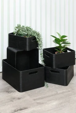 4Living Säilytyskorit Ja Laatikot|Ruoansäilytys Ja Järjestys*puulaatikko 32x24x16,5 cm musta