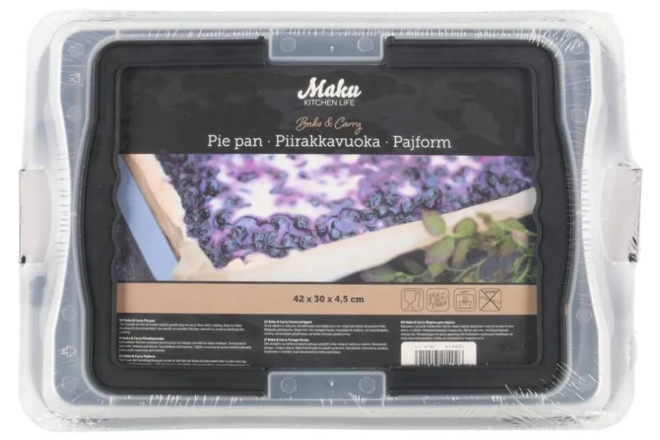 Maku Leivonta*Bake&Carry piirakkavuoka + kansi 3,45 L 42x30x4,5 cm mu