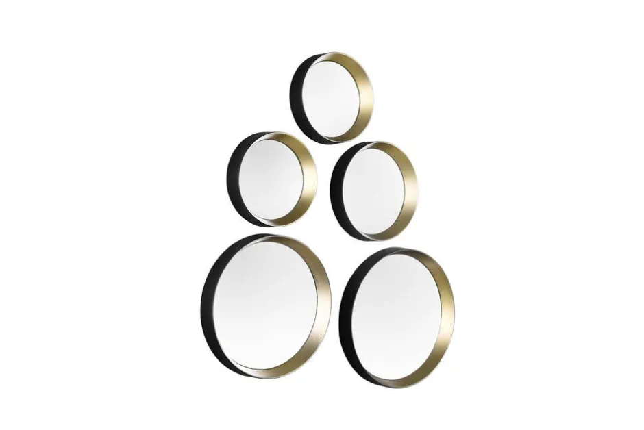 Mirrors and More Kellot Ja Peilit*peilisetti Vivien 5-pack musta/kulta