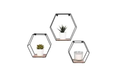 Mirrors and More Hyllyt Ja Telineet|Huonekalut*seinähylly Chiara musta/puu 3-pack