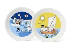 Moomin Astiat*Arabia Sesonki lautassetti 19 cm Talvinuotio & Purjeh