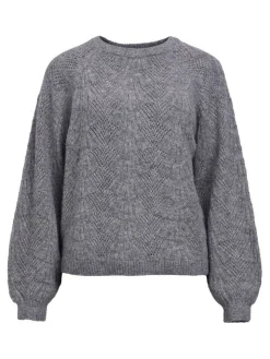 Object Neulepuserot*neule Objflora RE L/S Medium grey melange