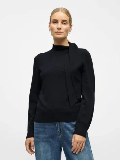 Object Neulepuserot*neule Objthess L/S Bow Black