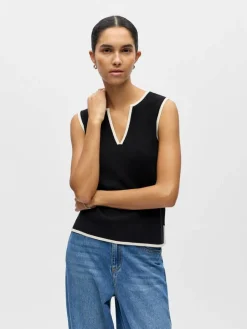 Object Liivit|Topit*neule Objviva S/L Black birch contrast