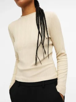 Object Trikoopaidat Ja Colleget*paita Objadrianna L/S O-Neck Sandshell