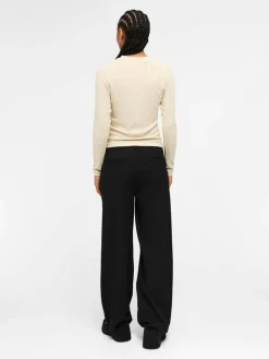 Object Trikoopaidat Ja Colleget*paita Objadrianna L/S O-Neck Sandshell