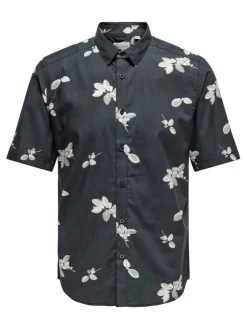Only & Sons Kauluspaidat*paita Onsarlon SS Slim Black Flowers