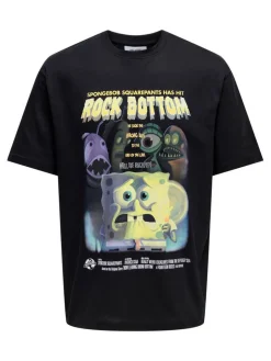 Only & Sons T-Paidat*t-paita Onsspongebob Black